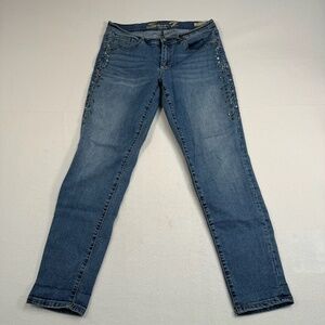 Seven 7 Jeans Womens 10 Medium Blue Girlfriend Studded Mid Rise